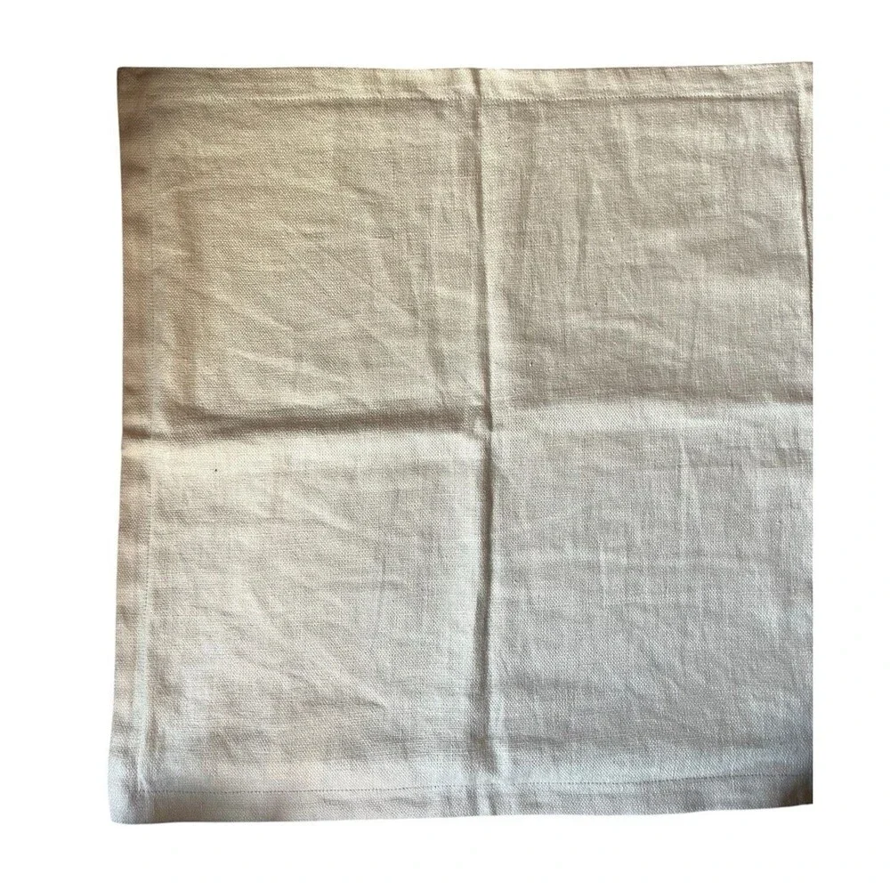 Pottery Barn Linen Textured Pillow Cover Taupe Cream 20 x 20